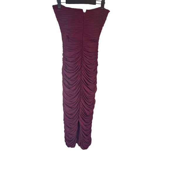 NWT Dress The Population Small Ruched Burgundy Strapless Midi Dress - Picture 11 of 14